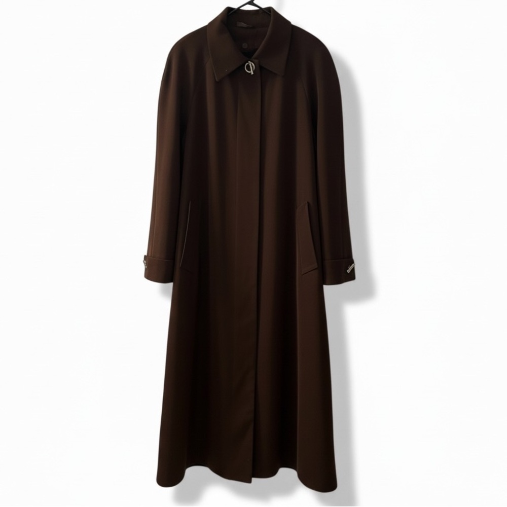 Utex Trench Coat with Silver Details and Removable Liner in Espresso